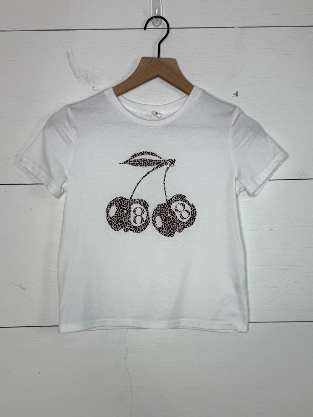 SHEIN • White Teens Cherry Leopard Print Tee Size 13 Years